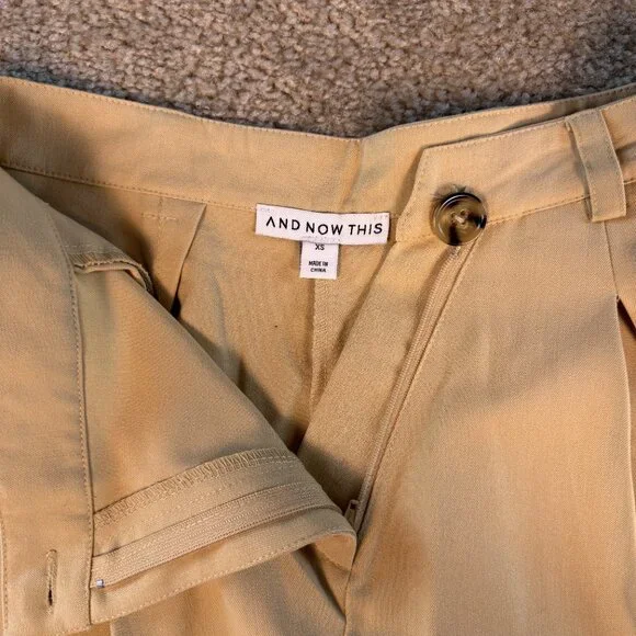 And Now This Womens Pants Size XS Tan Camel Wide Leg High Rise Stretch NWT F498 - Picture 4 of 13